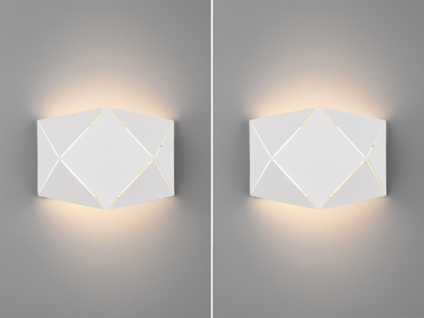 Kleine geometrische LED Wandlampen 2er SET mit Lasercut Muster, Breite 18cm