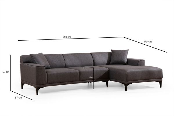 Ecksofa, 'Petra', 77 x 145 x 250, Anthrazit Bild 10
