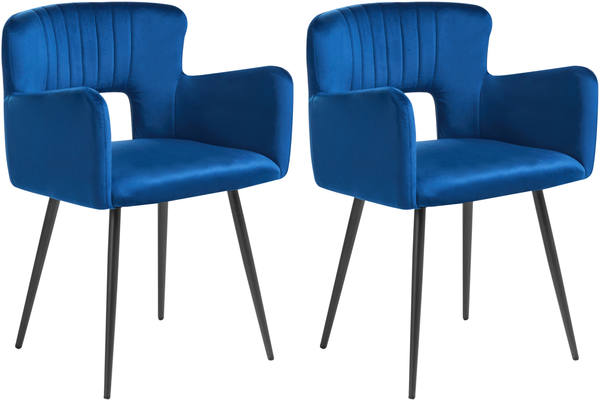 Esszimmerstuhl 2er Set SANILAC Samtstoff Marineblau
