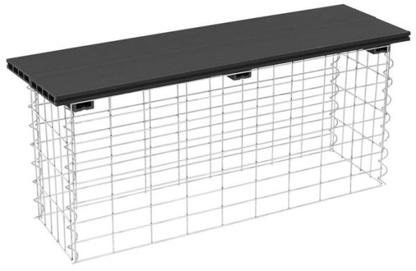 Gabionenbank WPC Gabionen Sitzbank 100x30x43 cm Gartenbank Draht Bank dunkelgrau