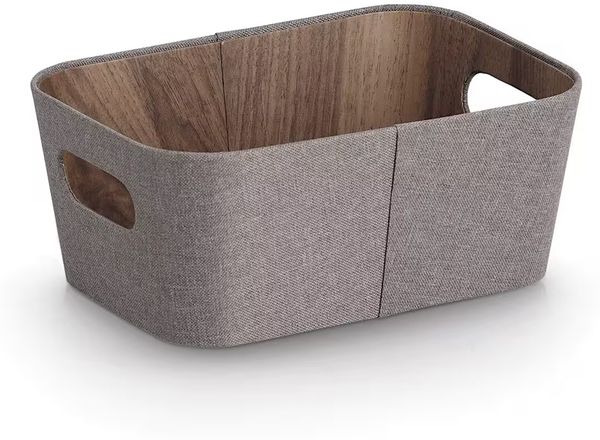 ZELLER 14517 Aufbewahrungsbox Pappe/Polyester, braun, ca. 26 x 18 x 11 cm