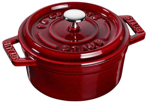 STAUB Mini Cocotte, Gusseisen Bräter, 10 cm, 0,25 L, Alle Herdarten inkl Induktion, Rund, Made in France, Grenadine-Rot