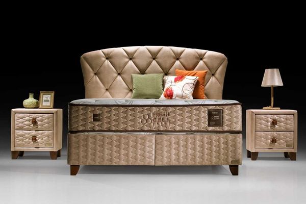BAMBI YATAK Boxspringbett Set, Bambi Freshcell Prime, Schlafzimmerbett, Funktionsbett, H3 Mittel (1 x Matratze, 2 x Bettkasten, 1 x Bettkopfteil), Taschenfederkern, Luftkapsel, Doppelseitig, Matratzenhöhe: 30 cm