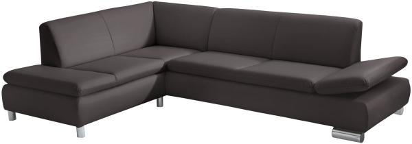 Ecksofa mit Ottomane links Kaye Bezug Kunstleder Metallfuß verchromt / braun 23142