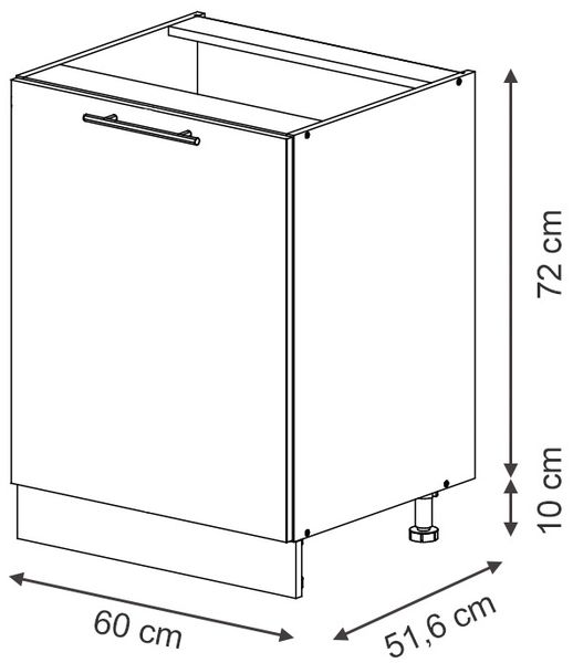 Küchenunterschrank Fame-Line Anthrazit Hochglanz/Anthrazit 60 cm 1 Tür ohne Arbeitsplatte Vicco Bild 2