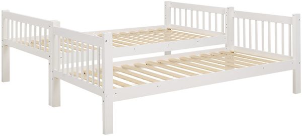 Homestyle4u Etagenbett mit Rausfallschutz, Holz weiß, 90x200 Bild 10