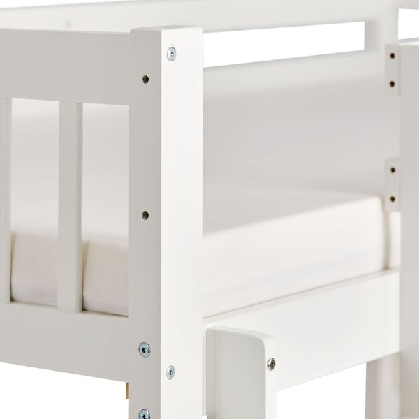 Homestyle4u Etagenbett mit Rausfallschutz, Holz weiß, 90x200 Bild 9