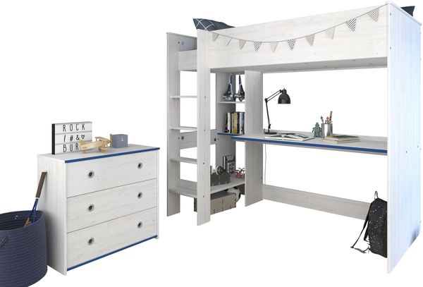 Jugendzimmer-Set >Smoozy 29 Blau / Pink< in Kiefer Weiss (Nachbildung) Bild 4