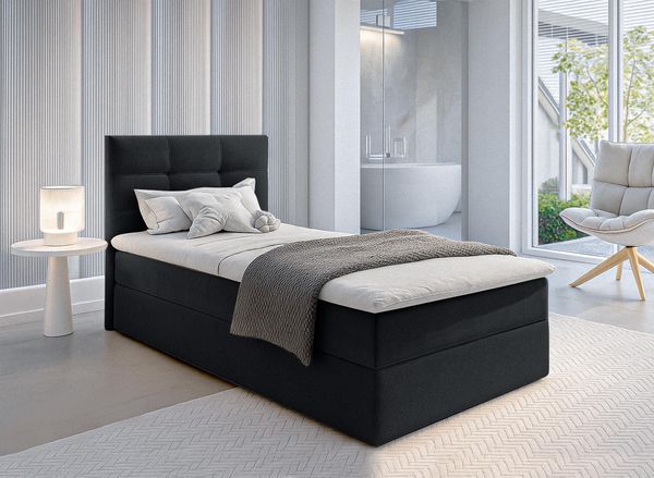 AX LIVING Stauraum Boxspringbett Schwarz 100x200 Bett Geceteni