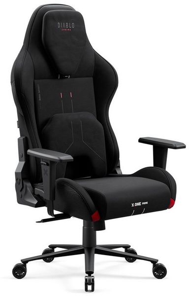 DIABLO CHAIRS Gaming-Stuhl X.One Prime Stoff ergonomisch Metallbasis 140kg CoolComfort (Magnetische Kopfstütze, Höhenverstellbare Armlehnen, Kühlender Sitz), Kopfstütze Lendenkissen CoolComfort Räder Stoff