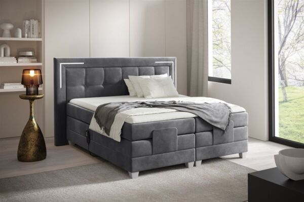 Boxspringbett Elektrisch Bett DORES 180x200cm in Stoff Fresh Stahlgrau