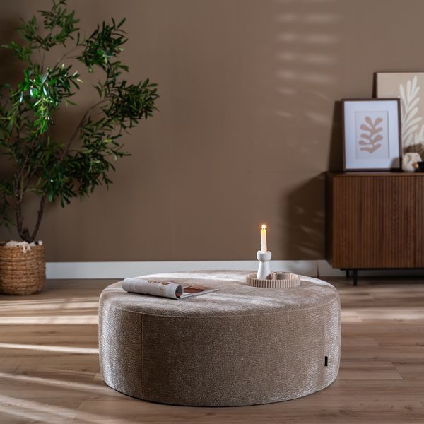 Bronx71 Hocker Chloe rund Chenille taupe ø100 cm