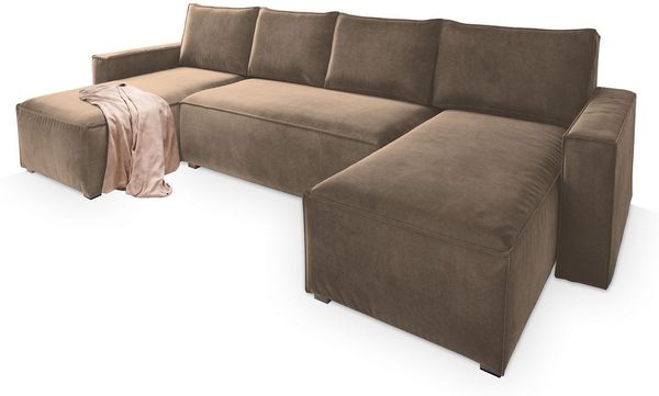 Masseno Ecksofa DENI mit Schlaffunktion U-Form, Sofa mit Bettkasten