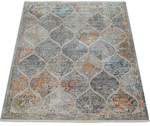 Paco Home Teppich Pandora 323, rechteckig, Höhe: 5 mm, Kurzflor, Handweb-Optik, Ornamente, mit Fransen