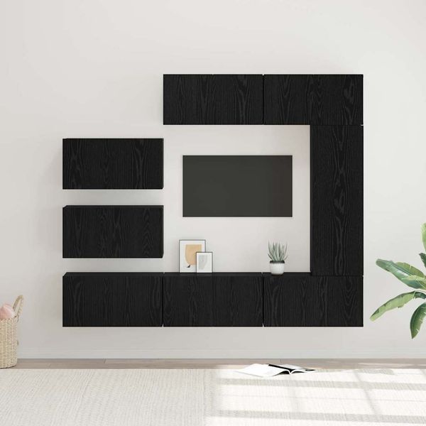 vidaXL TV-Schrankset 8 pcs Schwarz Eichen-Optik Holzwerkstoff 3393133