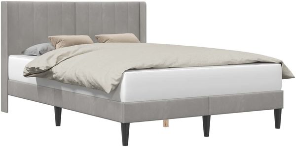 vidaXL Bettrahmen mit Kopfteil Hellgrau 140 x 190 cm Samt 42027503 Bild 2
