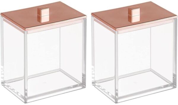 mDesign Kosmetikbehälter Wattestäbchen Organizer Badzubehör 2er Set Roségold