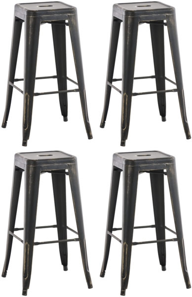 CLP 4er Set Barhocker Joshua aus Metall mit Fußstütze,schwarz-gold