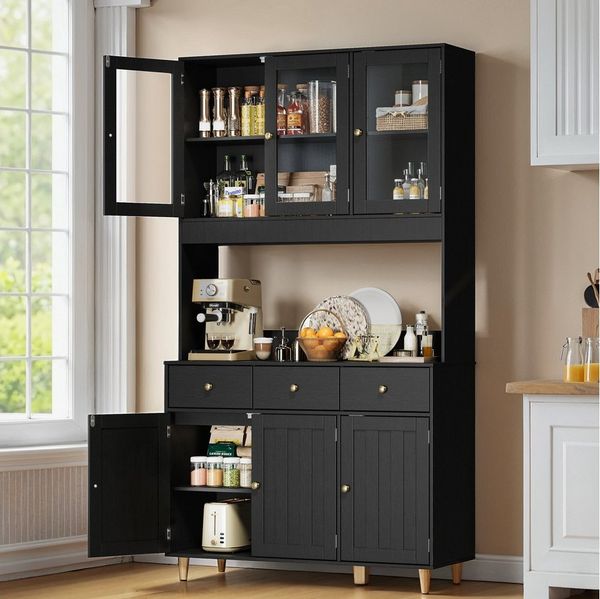 Bealife Sideboard Küchenschrank mit Arbeitsplatte und 3 Schubladen