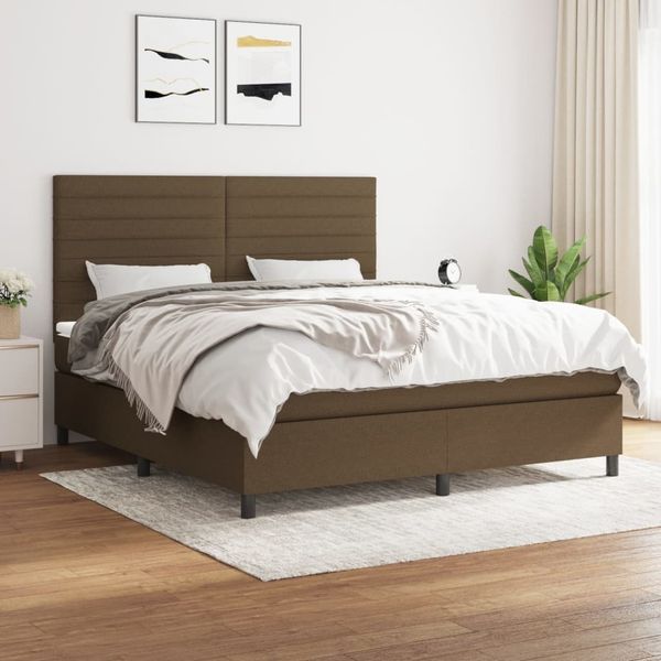 vidaXL Boxspringbett mit Matratze Dunkelbraun 180x200 cm Stoff 3141876