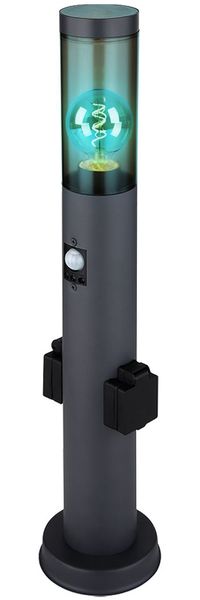 RGB LED Sockelleuchte, Bewegungsmelder, Steckdose, H 60 cm