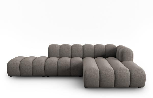 Micadoni Modulares Ecksofa offen Lupine 5-Sitzer Rechts Chenille Haga Grau