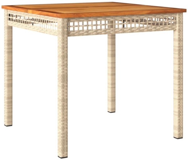 vidaXL Gartentisch Beige 80x80x75 cm Poly Rattan Akazienholz 366275