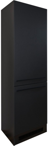 Stella Trading Jazz 8 Moderner Einbauschrank für Kühlschrank in Schwarz matt - Geräumiger Hochschrank Küchenschrank mit viel Stauraum - 60 x 211 x 57 cm (B/H/T)