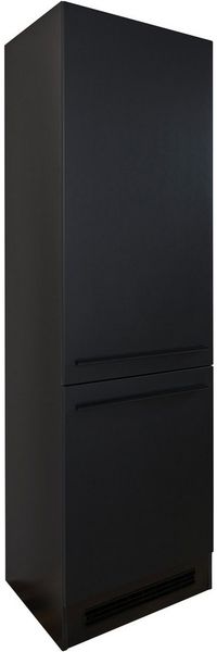 Stella Trading Jazz 8 Moderner Einbauschrank für Kühlschrank in Schwarz matt - Geräumiger Hochschrank Küchenschrank mit viel Stauraum - 60 x 211 x 57 cm (B/H/T)