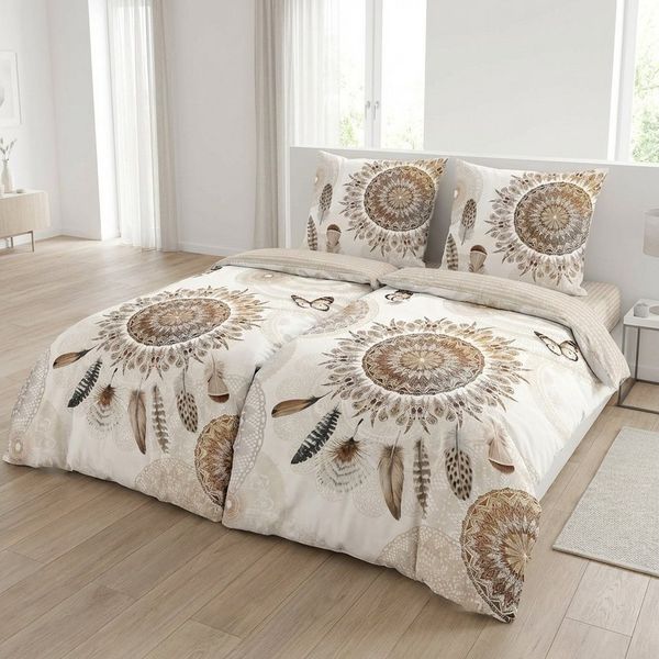 hip Bettwäsche Baumwolle, Renforcé, 2 teilig, blaue Mandalas mit Eule