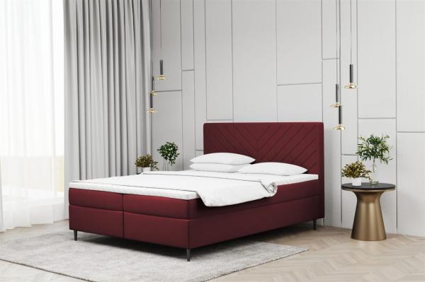 Boxspringbett Schlafzimmerbett BONITA 140x220cm in Stoff Matt Velvet Weinrot