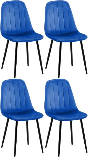 CLP 4er Set Esszimmerstuhl Baxter Samt-Bezug,blau