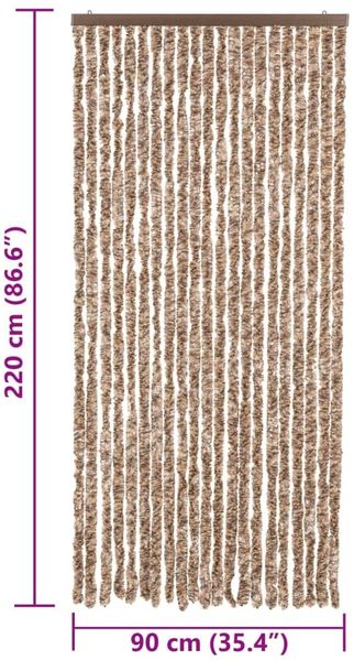 vidaXL Fliegenvorhang Beige und Dunkelbraun 90x220 cm Chenille 377321 Bild 7