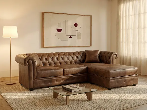 Chesterfield Ecksofa Microfaser Vintage Look TOLEDO