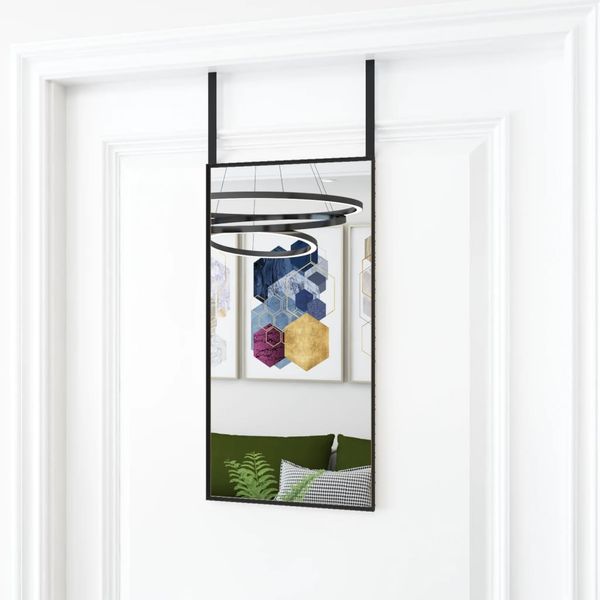 Türspiegel, Wandspiegel, Ankleidespiegel Schwarz 30x60 cm Glas und Aluminium