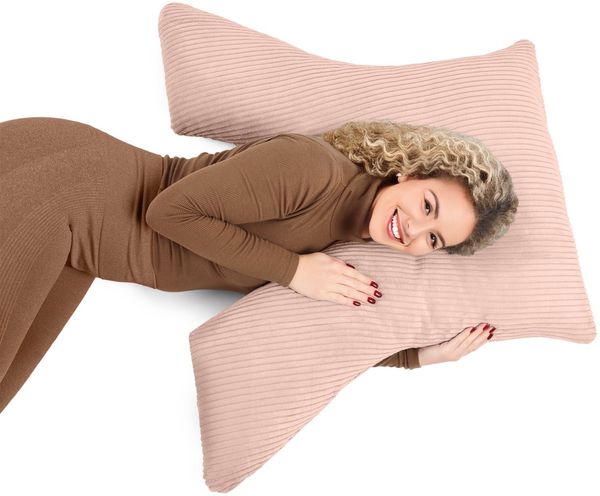 Amilian Schlafkissen - Lesekissen für Bett und Sofa - Seitenschläferkissen - Stillkissen, Seitenschläfer, Rückenlage, Schlafkissen für Seitenlage, Kissen mit Füllung und abnehmbarem Bezug - Stillhilfe