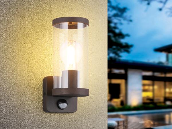 LED Außenwandleuchte Rostoptik mit Bewegungsmelder, Höhe 23cm