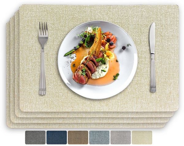 Vivi Idee Platzset Tischset Tischmatte Kunstleder, abwischbar wasserdicht Anti-Rutsch, Hitzebeständig beidseitig, 45 x 30 cm, 4er Set