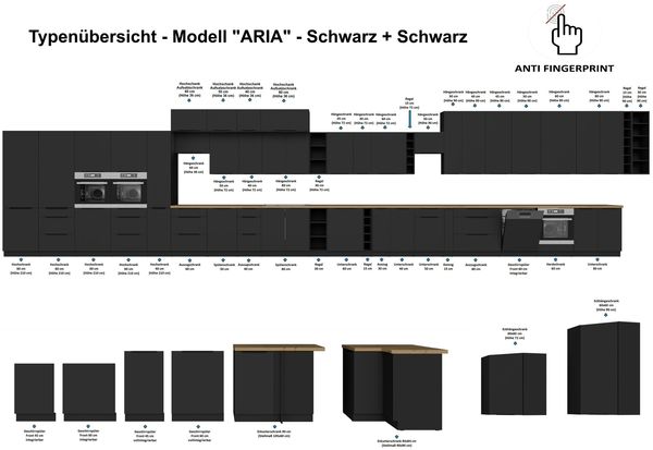 Winkelküche ARIA K-BL ECKE 2 - 250 x 270 cm Anti Fingerprint Küchenzeile Küchenblock Singleküche Einbauküche Küche Eckküche Bild 13
