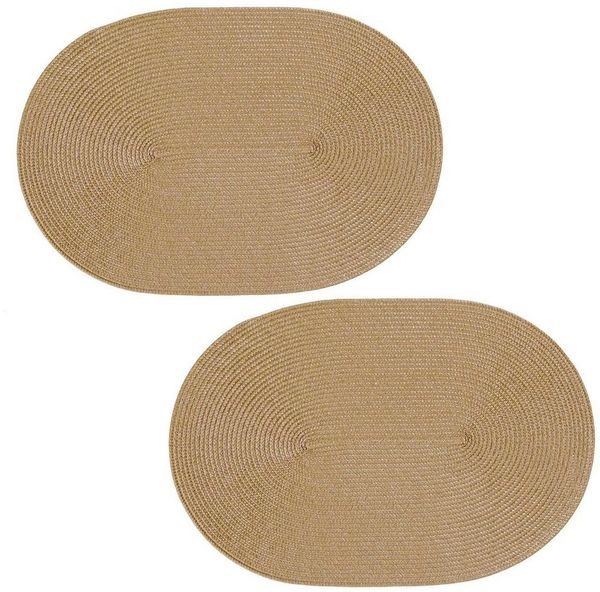 Haus und Deko Platzset Platzset 2er Set oval ca. 45x30 cm Platzdeckchen Tischset geflochtene, (2-St)