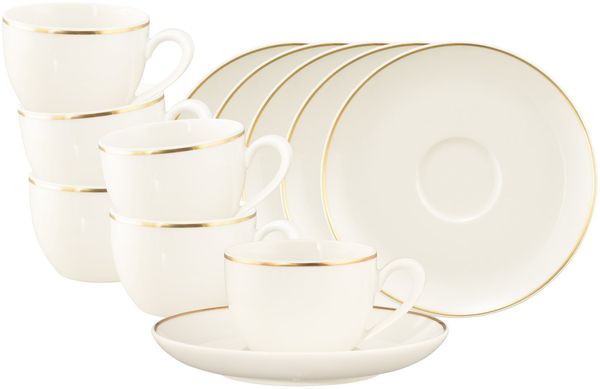 Seltmann Weiden Savona Espressotasse mit Untertasse 110 ml Goldlinie 6er Set
