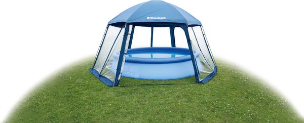 Steinbach Pooldach für Swimming Pools, Fiberglas / Stahl blau, Ø 457 cm Bild 6