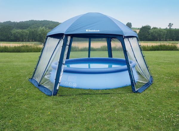 Steinbach Pooldach für Swimming Pools, Fiberglas / Stahl blau, Ø 457 cm