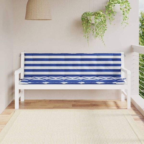 vidaXL Gartenbank-Auflagen, 2 Stk., Polyester, Blau / Weiß, 180 x 50 x 7 cm