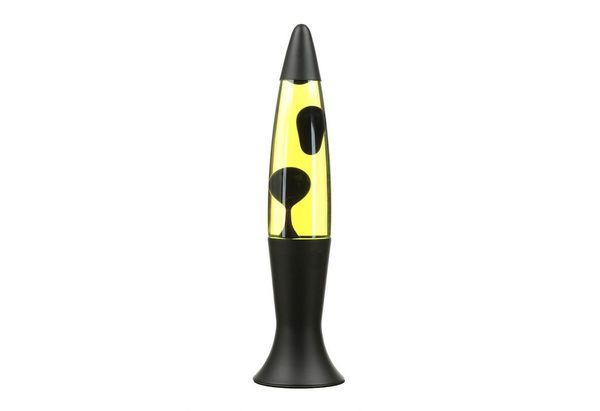 Licht-Erlebnisse Lavalampe ROXY, Warmweiß, Violett Gelb Schwarz 40 cm Retro Design Tischleuchte