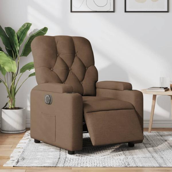 vidaXL Relaxsessel Elektrisch Braun Stoff 3204690