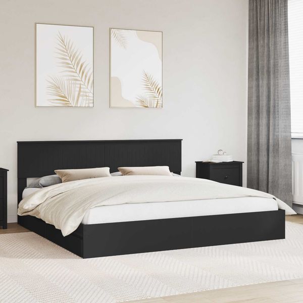 vidaXL Aufbewahrungsbett Schwarz 200 x 200 cm Holzwerkstoff 3410764