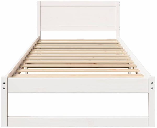 vidaXL Bettrahmen mit Kopfteil Weiß 90 x 190 cm Massives Kiefernholz 873296 Bild 5