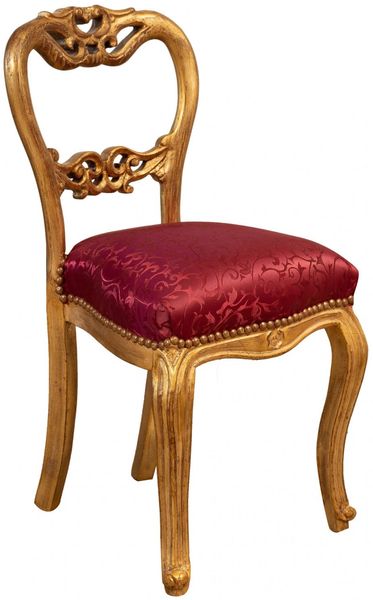 Biscottini Gepolsterter Stuhl L 43,5 x T 45,5 x H 83,5 cm, rot – Esszimmerstühle – Vintage-Stühle – Schlafzimmerstuhl – Wohnkultur