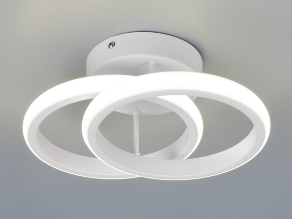 LED Decken- und Wandleuchte KASIA, zwei Ringe Metall Weiß, Breite 26,5cm